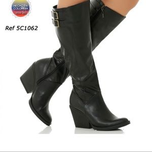 ❤️ Black Women's Colombian 🇨🇴 Heel Knee Boots.